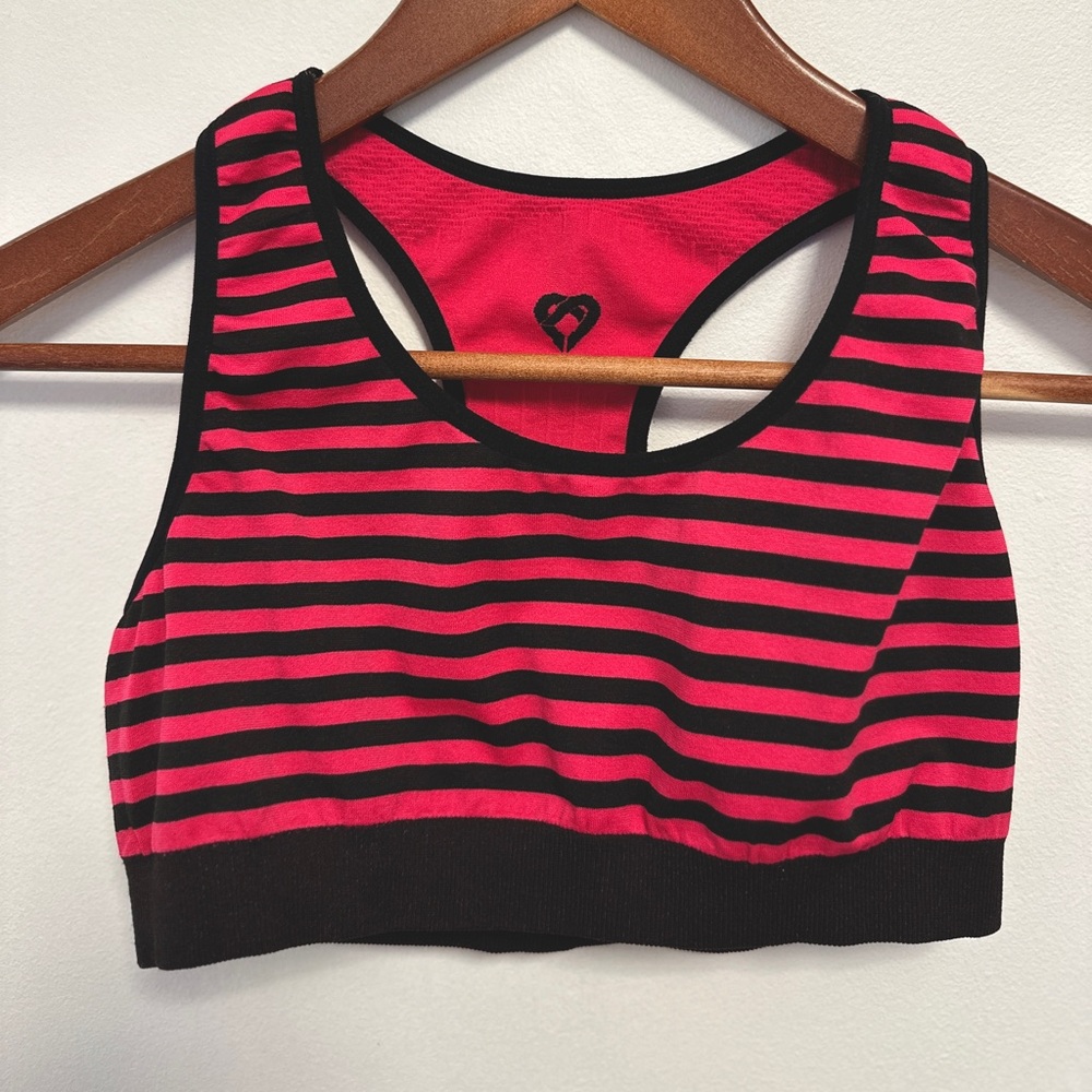 Roxy Pink and Black Striped Sports Bra SIZE S